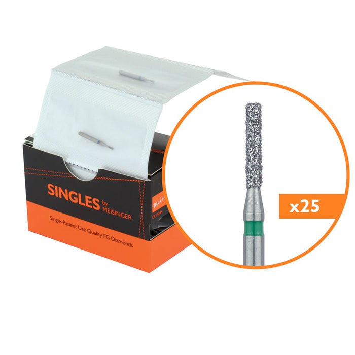 Single-Use Diamond Bur, Sterile, 25 Pack, 1.2mm Ø, Flat End Cylinder ...