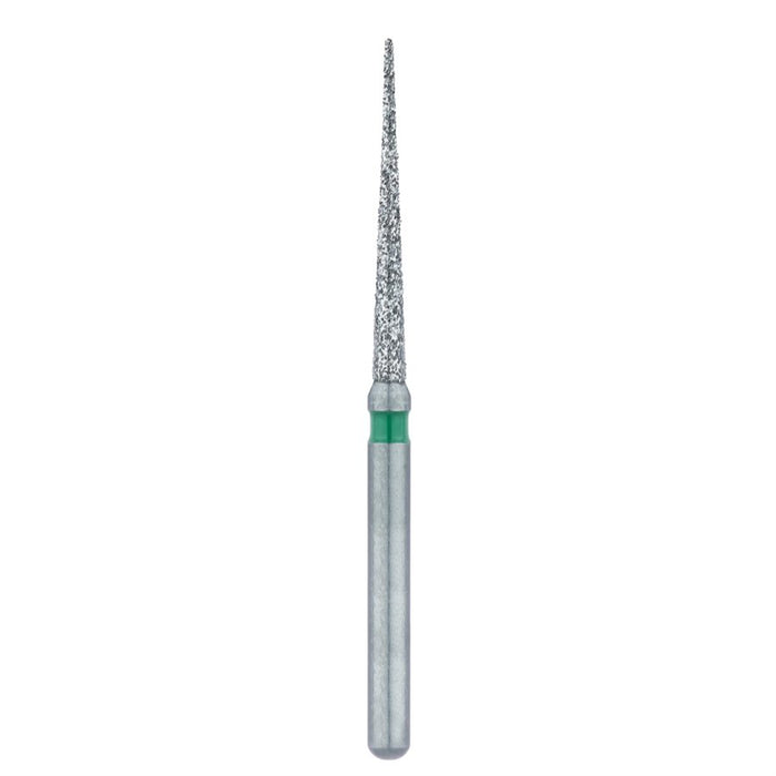 Single-Use Diamond Bur, Sterile, 25 Pack, 1.2mm Ø, Tapered Point, Needle, 12mm Working Length, Coarse, FG - 1312.11C - Avtec Dental