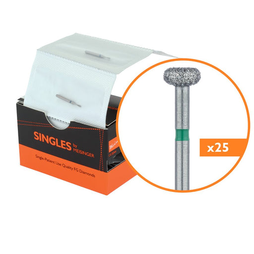 Single-Use Diamond Bur, Sterile, 25 Pack, 4mm Ø, Wheel, 1.5mm Working Length, Coarse, FG - 2042C - Avtec Dental