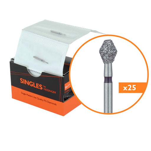 Single-Use Diamond Bur, Sterile, 25 Pack, 3.3mm Ø, Barrel, 4.5mm Working Length, Super Coarse, FG - 2133C - Avtec Dental