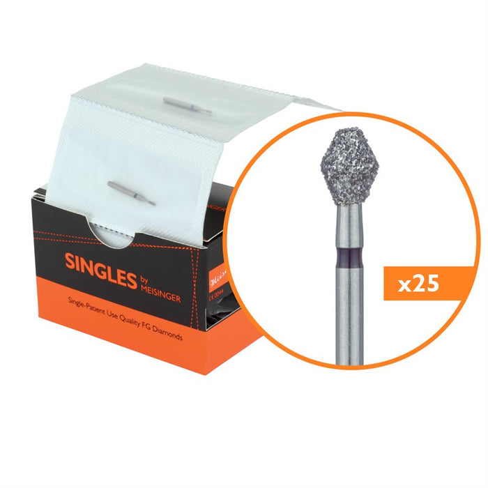 Single-Use Diamond Bur, Sterile, 25 Pack, 3.3mm Ø, Barrel, 4.5mm Working Length, Super Coarse, FG - 2133C - Avtec Dental