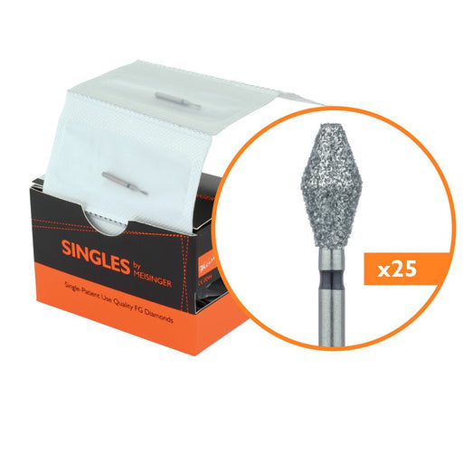 Single-Use Diamond Bur, Sterile, 25 Pack, 3.7mm Ø, Barrel, 7mm Working Length, Super Coarse, FG - 2137C - Avtec Dental