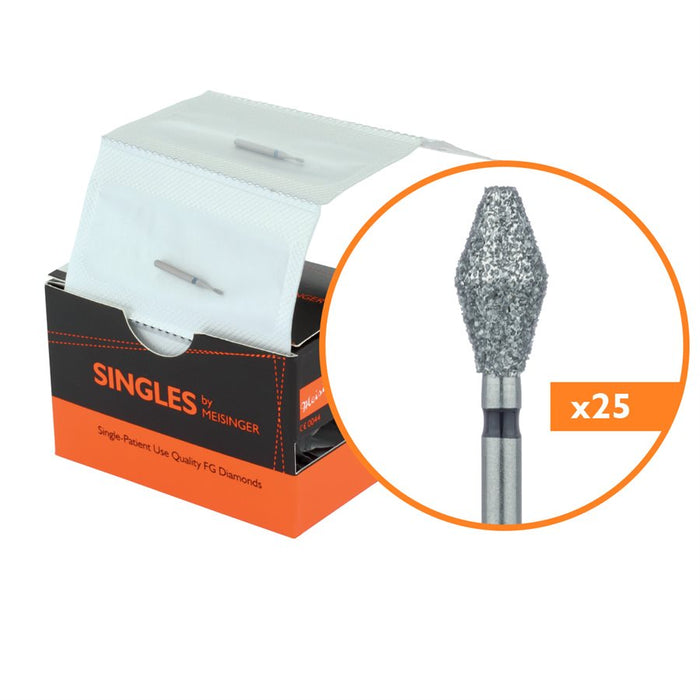 Single-Use Diamond Bur, Sterile, 25 Pack, 3.7mm Ø, Barrel, 7mm Working Length, Super Coarse, FG - 2137C - Avtec Dental