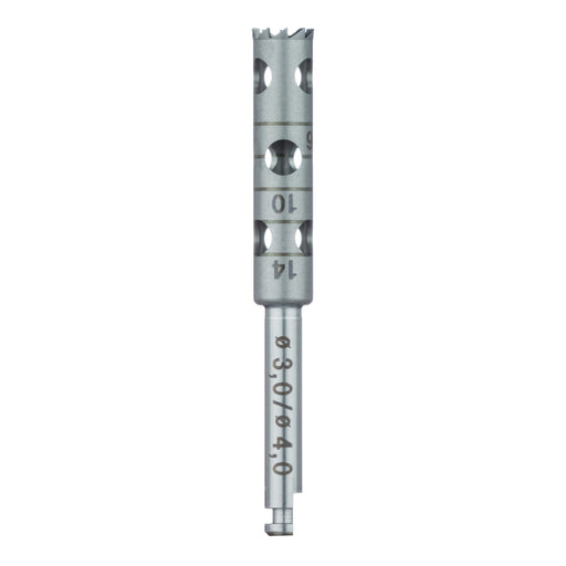 Surgery, Stainless Steel Bur, Long Trephine, 4mm External Ø, 3mm Internal Ø, RAL - 229L-030-RAL - Avtec Dental