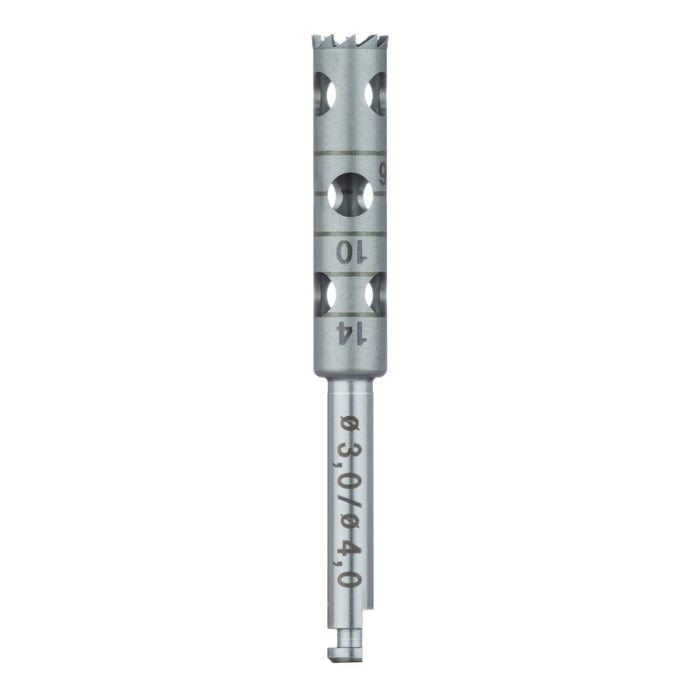 Surgery, Stainless Steel Bur, Long Trephine, 4mm External Ø, 3mm Internal Ø, RAL - 229L-030-RAL - Avtec Dental