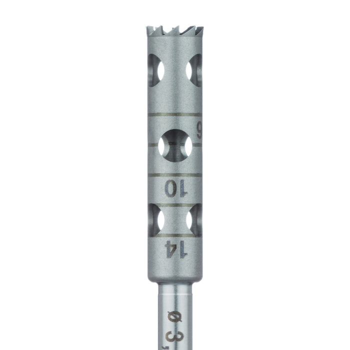 Surgery, Stainless Steel Bur, Long Trephine, 4mm External Ø, 3mm Internal Ø, RAL - 229L-030-RAL - Avtec Dental