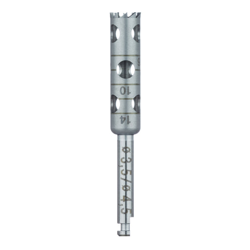 Surgery, Stainless Steel Bur, Long Trephine, 4.5 External Ø, 3.5mm Internal Ø, RAL - 229L-035-RAL - Avtec Dental