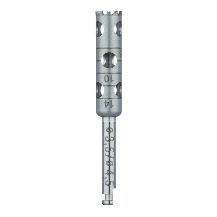 Surgery, Stainless Steel Bur, Long Trephine, 4.5 External Ø, 3.5mm Internal Ø, RAL - 229L-035-RAL - Avtec Dental
