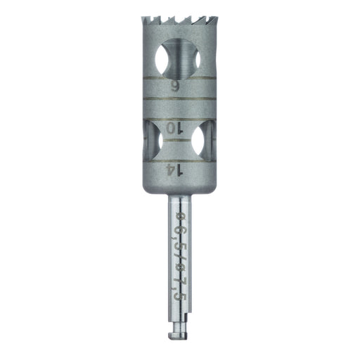 Surgery, Stainless Steel Bur, Long Trephine, 7.5mm External Ø, 6.5mm Internal Ø, RAL - 229L-065-RAL - Avtec Dental
