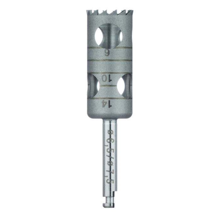 Surgery, Stainless Steel Bur, Long Trephine, 7.5mm External Ø, 6.5mm Internal Ø, RAL - 229L-065-RAL - Avtec Dental