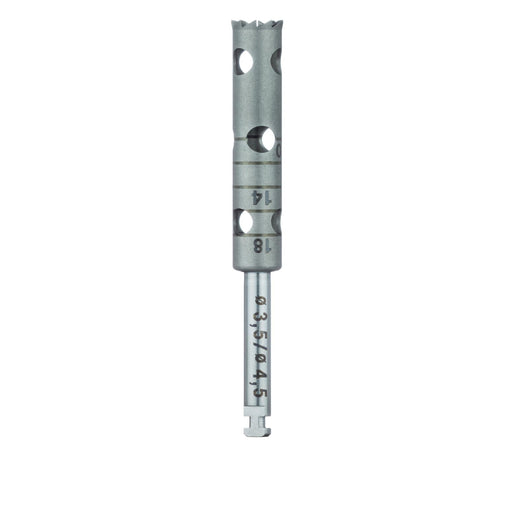 Surgery, Stainless Steel Bur, Extra Long Trephine, 4.5mm External Ø, 3.5mm Internal Ø, RAL - 229XL-035-RAL - Avtec Dental