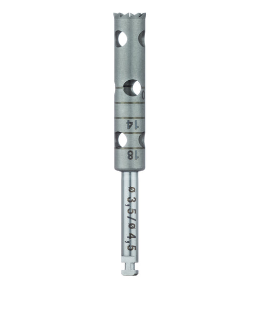 Surgery, Stainless Steel Bur, Extra Long Trephine, 4.5mm External Ø, 3.5mm Internal Ø, RAL - 229XL-035-RAL - Avtec Dental