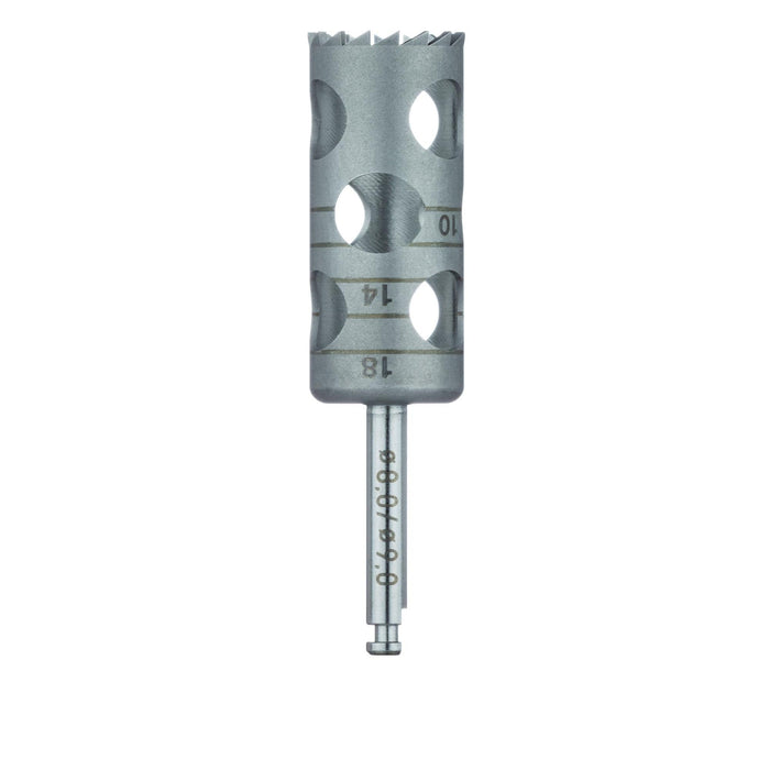 Surgery, Stainless Steel Bur, Extra Long Trephine, 9mm External Ø, 8mm Internal Ø, RAL - 229XL-080-RAL - Avtec Dental