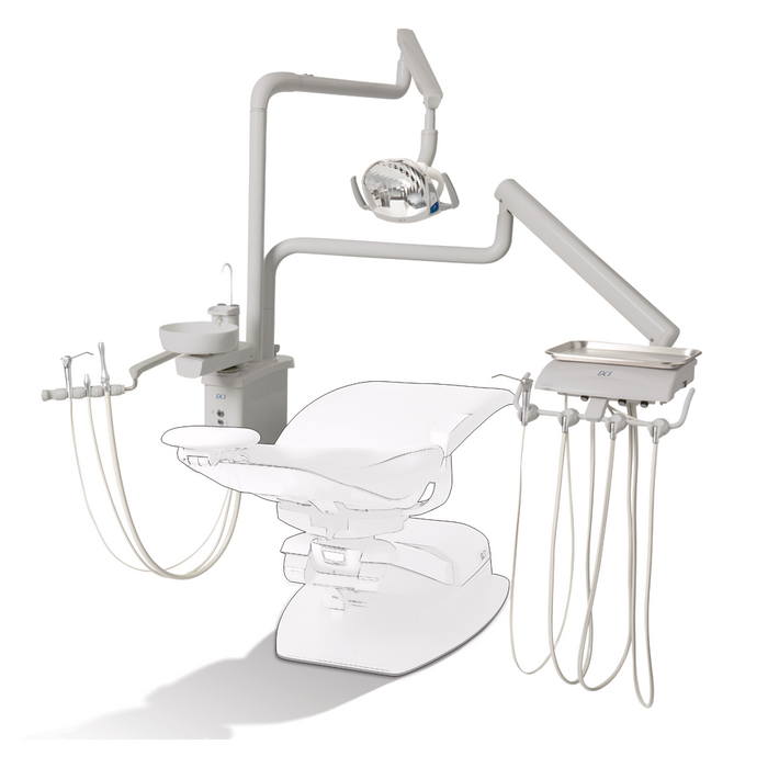 Reliance Over the Patient Automatic Dental Unit with PMU w/Cuspidor, Gray - DCI RO4150