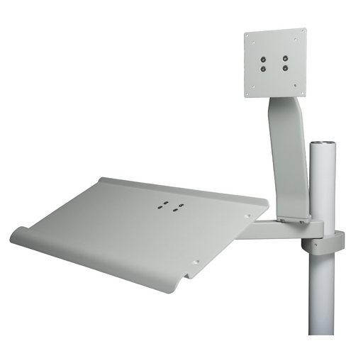 Monitor Support & Full Size Keyboard Tray, w/Dual 8" Pivot Arm, Vertical Post Mounted, Gray - DCI 4855 - Avtec Dental