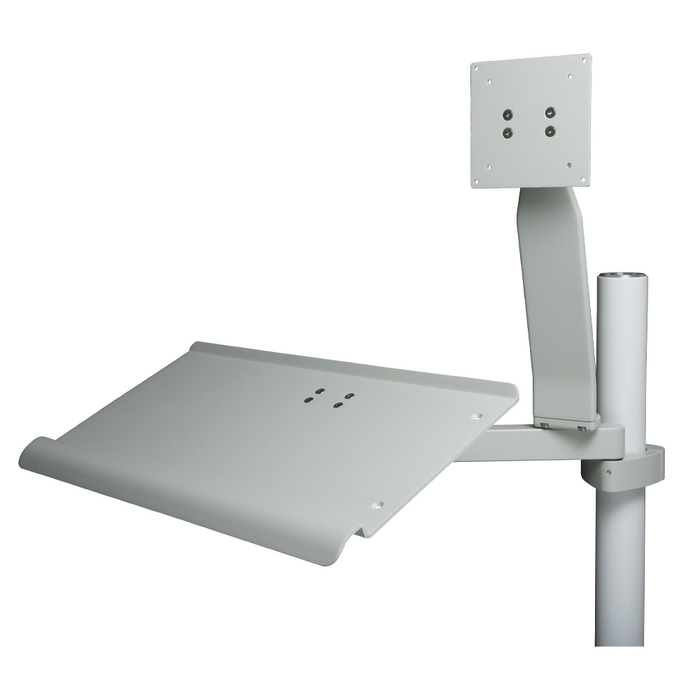 Monitor Support & Full Size Keyboard Tray, w/Dual 8" Pivot Arm, Vertical Post Mounted, Gray - DCI 4855 - Avtec Dental