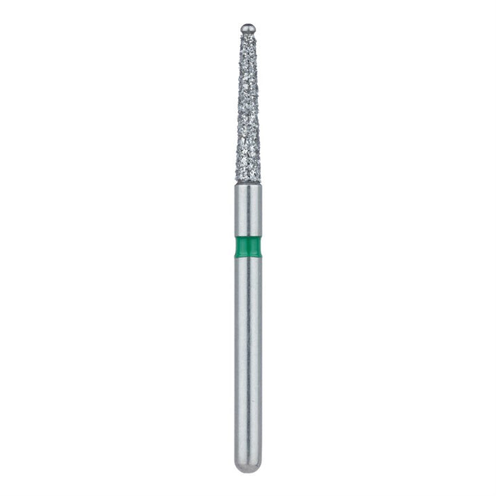 Round Tapered Diamond Bur, Safe End, 1.4mm Ø, Coarse, FGL - 802KG-014-FGL - Avtec Dental