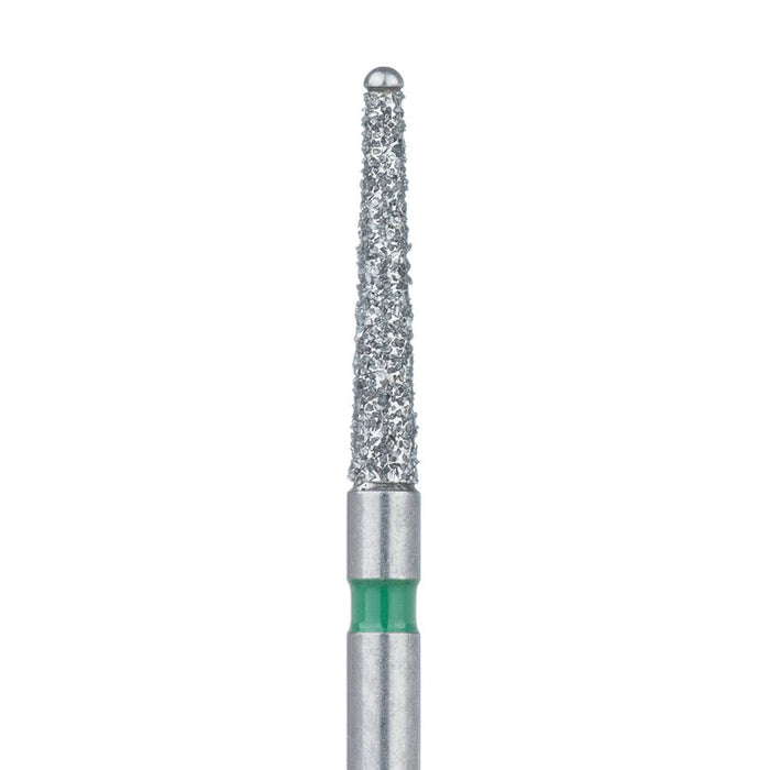 Round Tapered Diamond Bur, Safe End, 1.4mm Ø, Coarse, FG - 802KG-014-FG - Avtec Dental