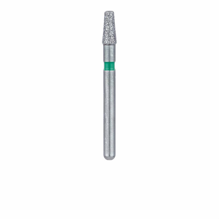 Single-Use Diamond Bur, Sterile, 25 Pack, 1.8mm Ø, Tapered, Round Edge, 4mm Working Length, Coarse, FG - 0818.4C - Avtec Dental