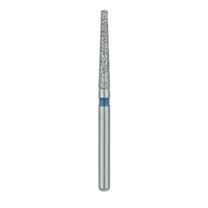 Single-Use Diamond Bur, Sterile, 25 Pack, 1.6mm Ø, Tapered, Flat End, 0.9mm Tip Ø, 10mm Working Length, Medium, FG - 0916.10M - Avtec Dental