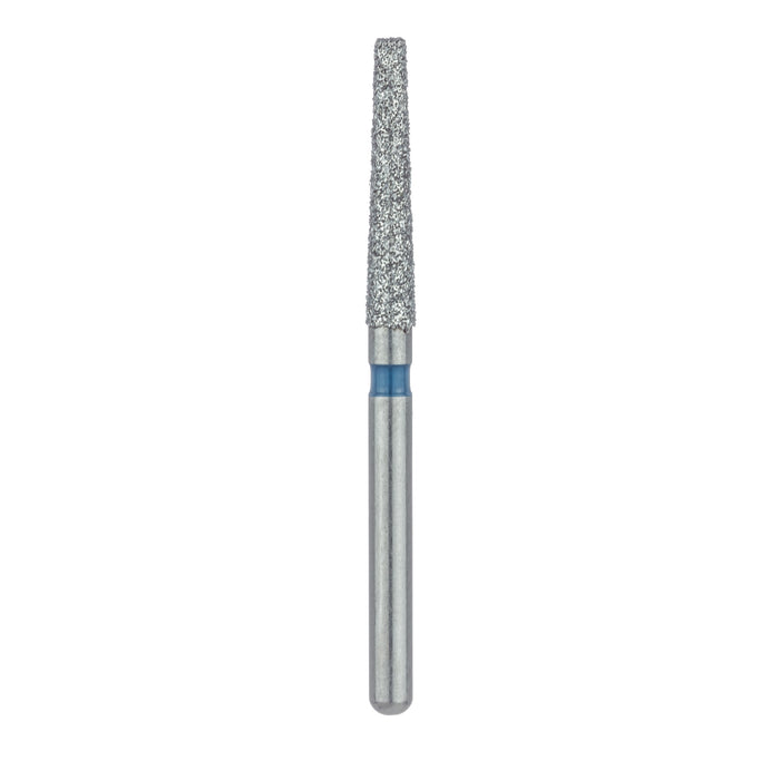 Single-Use Diamond Bur, Sterile, 25 Pack, 1.8mm Ø, Tapered, Flat End, 1.2mm Tip Ø, 10mm Working Length, Medium, FG - 0918.10M - Avtec Dental