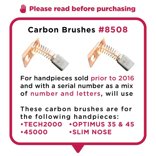 Square Carbon Brushes (2) for TECH2000/45K/Optimus- OLD STYLE