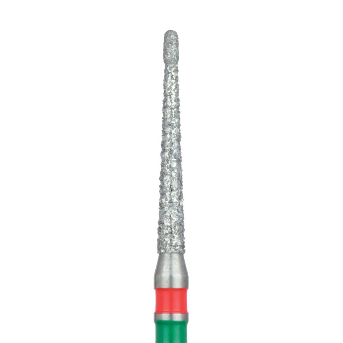 Double-Grit, Round End Taper Chamfer Diamond Bur, 1.4mm Ø, Fine / Coarse, FG - 852GF-014-FG - Avtec Dental