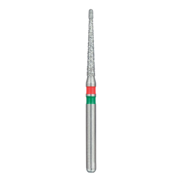 Double-Grit, Round End Taper Chamfer Diamond Bur, 1.4mm Ø, Fine / Coarse, FG - 852GF-014-FG - Avtec Dental