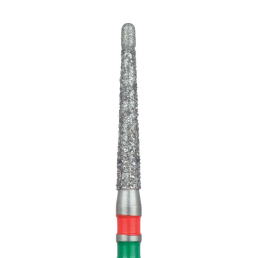 Double-Grit, Round End Taper Chamfer Diamond Bur, 1.6mm Ø, Fine / Coarse, FG - 852GF-016-FG - Avtec Dental