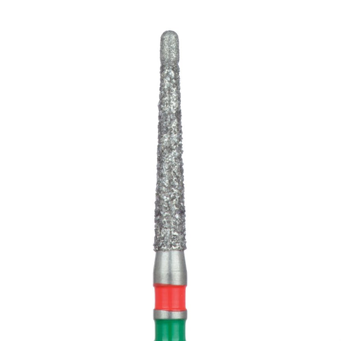 Double-Grit, Round End Taper Chamfer Diamond Bur, 1.6mm Ø, Fine / Coarse, FG - 852GF-016-FG - Avtec Dental