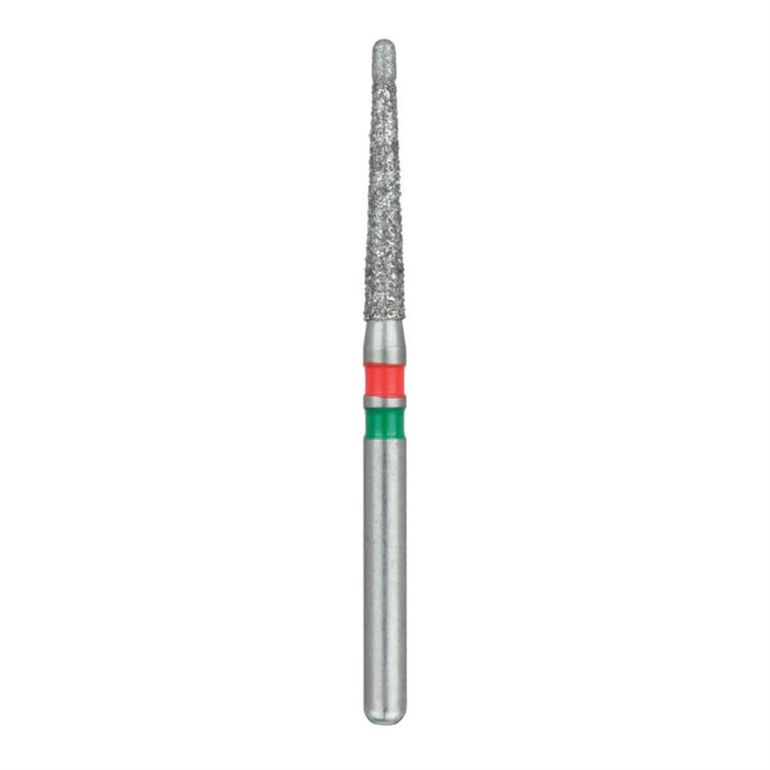 Double-Grit, Round End Taper Chamfer Diamond Bur, 1.6mm Ø, Fine / Coarse, FG - 852GF-016-FG - Avtec Dental