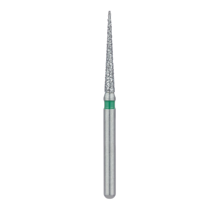 Single-Use Diamond Bur, Sterile, 25 Pack, 1.4mm Ø, Tapered Point, Needle, 10mm Working Length, Coarse, FG - 1314.10C - Avtec Dental