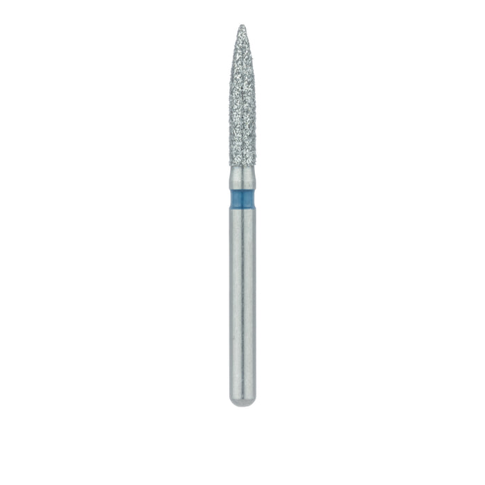 Single-Use Diamond Bur, Sterile, 25 Pack, 1.6mm Ø, Flame, 8mm Working Length, Medium, FG - 1516.8M - Avtec Dental