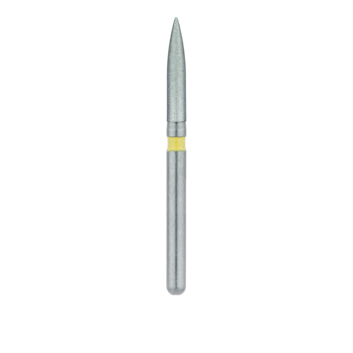 Single-Use Diamond Bur, Sterile, 25 Pack, 1.6mm Ø, Finishing, Flame, 8mm Working Length, Extra Fine, FG - 3516.8VF - Avtec Dental
