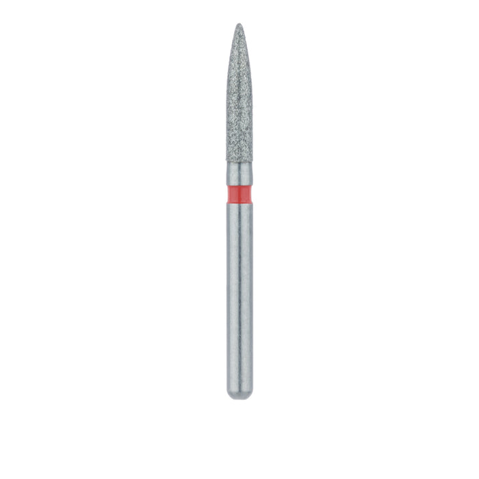 Single-Use Diamond Bur, Sterile, 25 Pack, 1.6mm Ø, Flame, 8mm Working Length, Fine, FG - 1516.8F - Avtec Dental