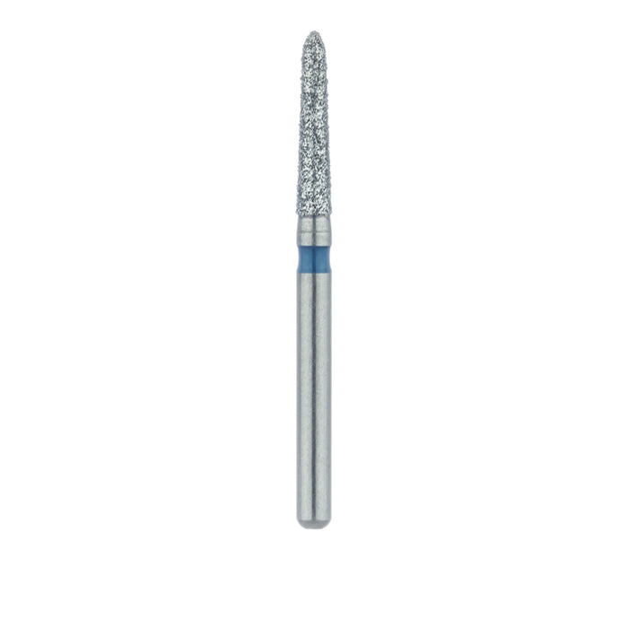 Single-Use Diamond Bur, Sterile, 25 Pack, 1.6mm Ø, Torpedo, Tapered, 8mm Working Length, Medium, FG - 1716.8M - Avtec Dental