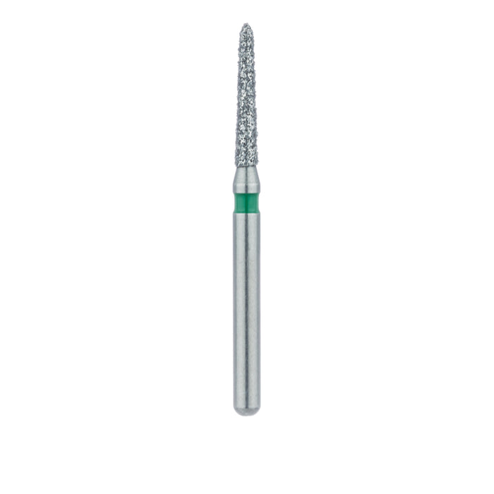 Single-Use Diamond Bur, Sterile, 25 Pack, 1.4mm Ø, Torpedo, Tapered, 8mm Working Length, Coarse, FG - 1714.8C - Avtec Dental