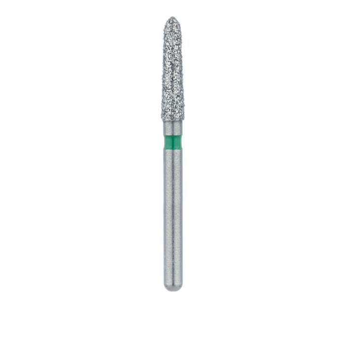 Single-Use Diamond Bur, Sterile, 25 Pack, 2.1mm Ø, Torpedo, Tapered, 8mm Working Length, Coarse, FG - 1721.8C - Avtec Dental