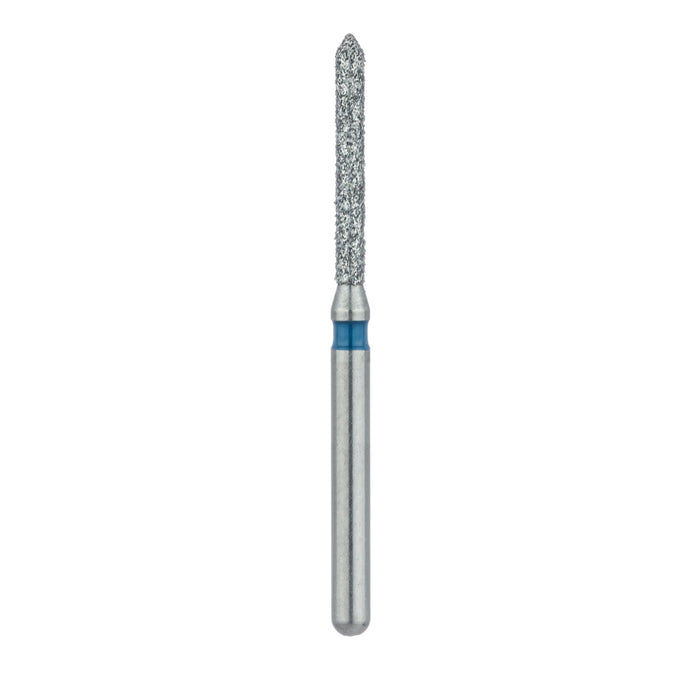 Single-Use Diamond Bur, Sterile, 25 Pack, 1.2mm Ø, Cylinder, Pointed Tip, 10mm Working Length, Medium, FG - 1812.10M - Avtec Dental