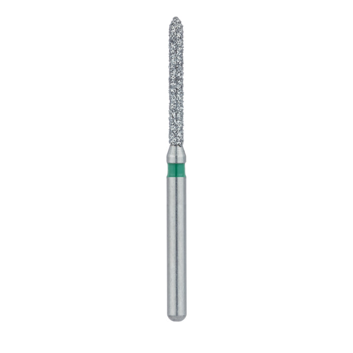 Single-Use Diamond Bur, Sterile, 25 Pack, 1.2mm Ø, Cylinder, Pointed Tip, 10mm Working Length, Coarse, FG - 1812.10C - Avtec Dental