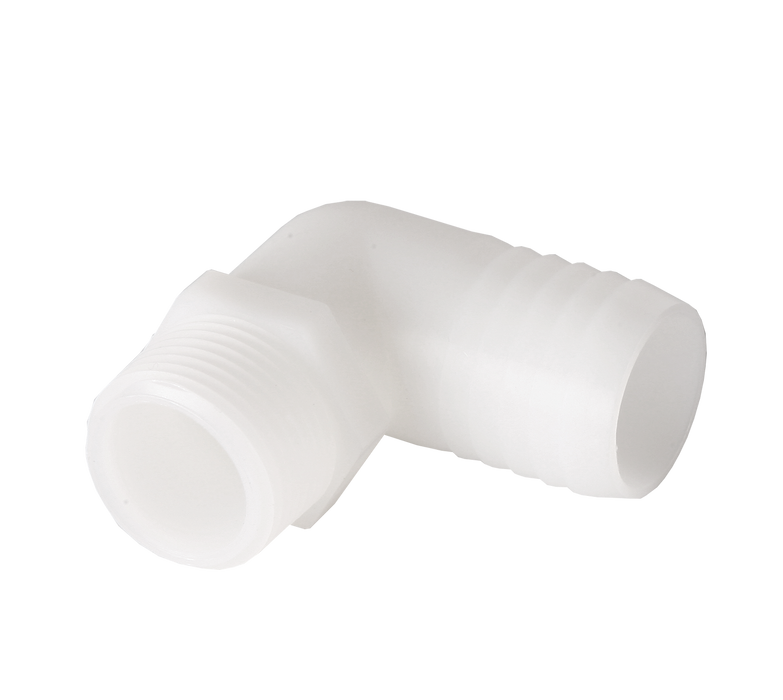1/2" MPT x 3/4" Barb Elbow Adapter, Plastic - DCI 0972