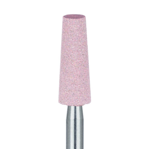 Abrasive, Pink, Tapered Flat End, Diamond Porcelain for Ceramics, Zirconia Sprue Removal, 4mm Ø, Medium RA - 9734G-040-RA-P - Avtec Dental