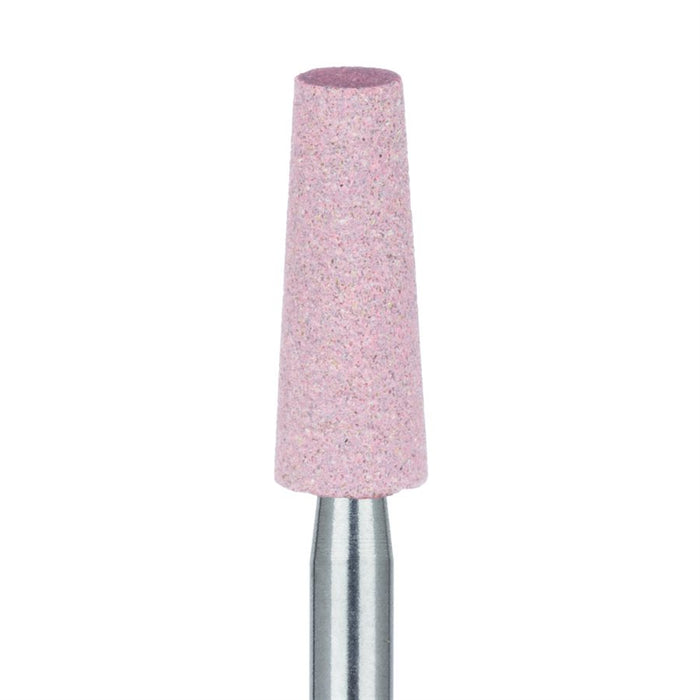 Abrasive, Pink, Tapered Flat End, Diamond Porcelain for Ceramics, Zirconia Sprue Removal, 4mm Ø, Medium RA - 9734G-040-RA-P - Avtec Dental