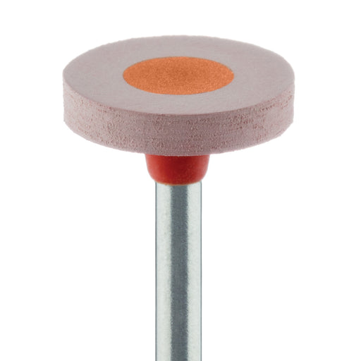 Polisher, Diamond Impregnated, For Porcelain, Red / Orange, Wheel, 11mm Ø, High Shine Polishing (Fine), RA - 9749F-110-RA-R / O - Avtec Dental