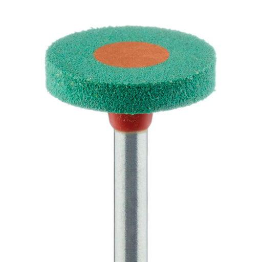 Polisher, Diamond Impregnated, For Porcelain, Green / Orange, Wheel, 11mm Ø, Pre-Polishing (Coarse), RA - 9749G-110-RA - Avtec Dental