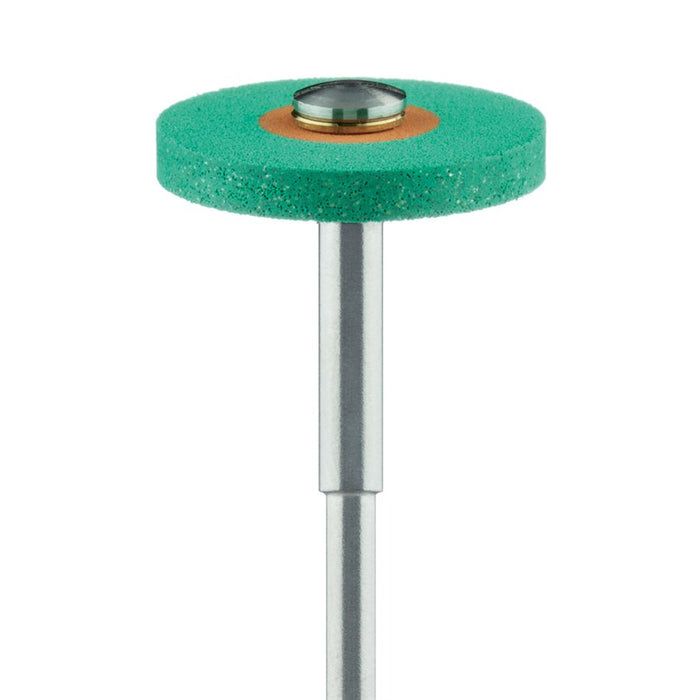 Polisher, Diamond Impregnated, For Porcelain, Green / Orange, Wheel, 17mm Ø, Pre-Polishing (Coarse), HP - 9752G-170-HP-GR / O - Avtec Dental