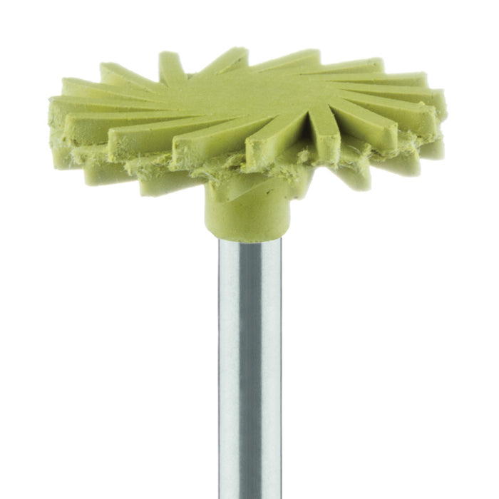 Polisher, Diamond Impregnated, For Porcelain, Yellow, Twist, 14mm Ø, Mirror Finish Polishing (Extra Fine), RA - 9771C-140-RA - Avtec Dental