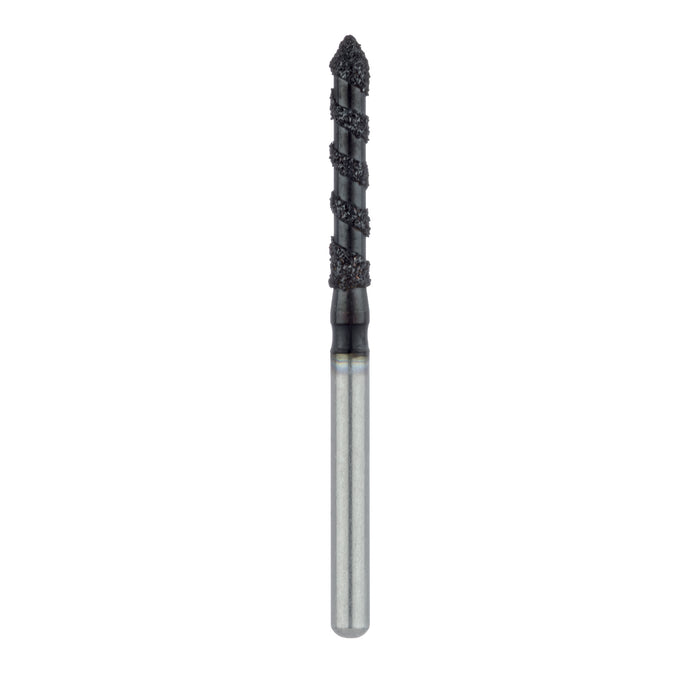 Black Cobra Diamond Bur, Long Pointed Tip Cylinder, 1.6mm Ø, Super Coarse, FG - B886-016-FG - Avtec Dental