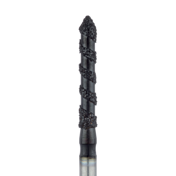Black Cobra Diamond Bur, Long Pointed Tip Cylinder, 1.6mm Ø, Super Coarse, FG - B886-016-FG - Avtec Dental
