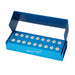 Bur Block, Anodized Aluminum, Blue, 2 Rows, 18 HP, Sterilizable - BL1002 - Avtec Dental
